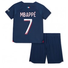 Paris Saint-Germain Kylian Mbappe #7 Hemmaställ Barn 2023-24 Korta ärmar (+ Korta byxor)